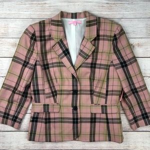 NWT Vintage View Pink Plaid Blazer | Size 10